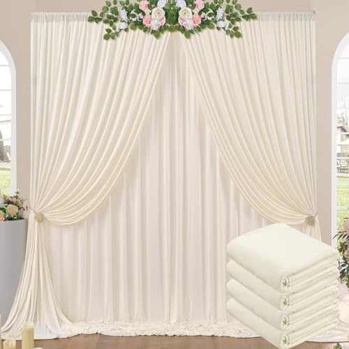 20ft x 10ft Wrinkle Free Ivory Backdrop Curtains for Parties, 4 Panels 5x10ft Photo Backdrop Drapes for Wedding Party Birthday Photography Baby Shower Background Backdrop Home Decor by ENJOYYOURPARTY
