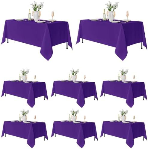 Fitable 8 Pack Purple Tablecloths 70x108 Inch for 6 Ft Rectangle Tables by Fitable