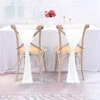 50 PCS Cheesecloth Chair Sashes Bows Wedding Aisle Decorations Chair Ribbon Ties Back Sash for Wedding Party Events Banquet Chair Cover Decoration (White) - Image 5