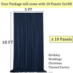 50ftx10ft Wrinkle Free Navy Blue Backdrop Curtains for Parties, 10 Panels 5x10ft Silky Polyester Blue Photo Backdrop Drapes for Weddings Birthday Party Graduation Photography Background Curtains - Image 3