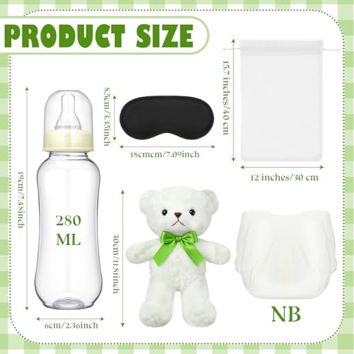 6 Sets Bottle Chug Bear Baby Shower Games White Brown Tan Brown Bear - Image 6