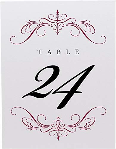 Classic Flourish Table Numbers, Burgundy, 1-55 - Image 4