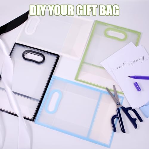 GAWBYET 24 Pcs Clear Plastic Gift Bags with Handles,Blue - Image 4