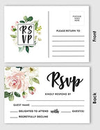 50 Blank RSVP Cards,RSVP Postcards No Envelopes Needed,Floral Print Response Card,RSVP for Wedding,Baby Shower,Bridal Shower - Image 3