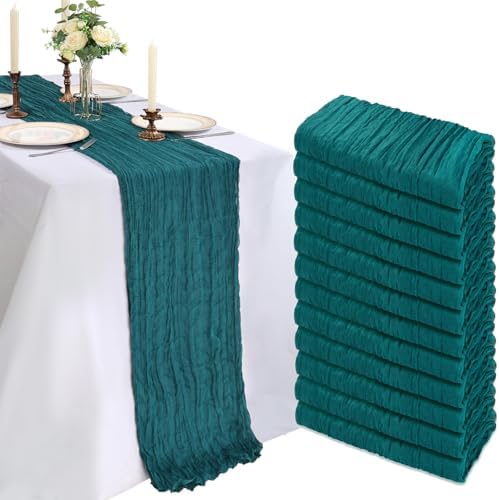 12 Pack 10Ft Teal Cheesecloth Table Runner 23 x 120 Inch by CKIKU