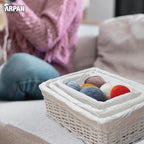 Arpan Small White Wicker Gift Hamper Storage Basket with White Cloth Lining - Image 6