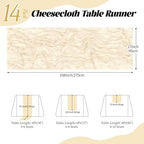 14 Pack Ivory Cheesecloth Table Runner 17x108 Inch Semi Sheer Boho Gauze Cheese Cloth Fabric Table Runners, for Wedding Party Baby Shower Birthday Home Decor Garden Farmhouse - Image 2