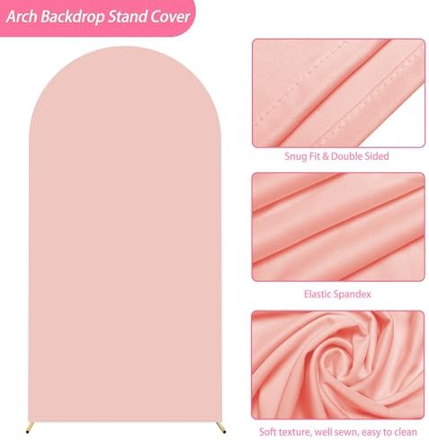 Arch Backdrop Stand and Cover Set, 6.6ft Arch Stand with Pale Pink Cover - Image 4