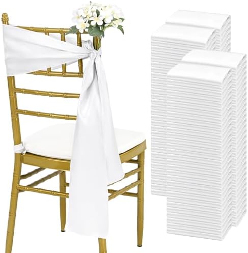 fani 120 PCS Satin Chair Sashes, 7x78 Inch, White by fani