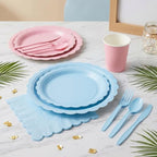 ArtSocket 350 Pack Disposable Tableware for 50 Guests, Pink Blue - Image 2