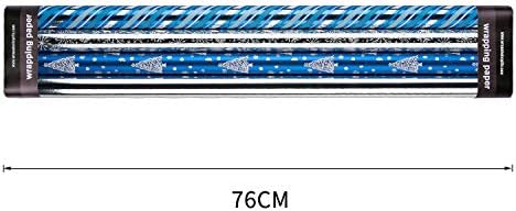 WRAPAHOLIC 30 Inch Christmas Wrapping Paper Roll - Jumbo Roll Blue and Silver Snowflake and Stripe Set with Metallic Foil Shine - 4 Rolls - 30 Inch x 120 Inch Per Roll - Image 2