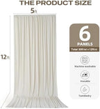 30ftx12ft Beige Backdrop Curtains for Parties, Wrinkle Free Polyester Beige Photo Backdrop Drapes 6 Panels 12 ft Long Back Drop Cloth for Wedding Birthday Photography Background - Image 4