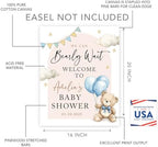Andaz Press Personalized Teddy Bear Baby Shower Decorations, We Can Bearly Wait Baby Shower Decorations Boy, We Can Bearly Wait Sign, Custom Blue Balloons with Brown Bear Welcome Sign, 16x20 Inch - Image 2