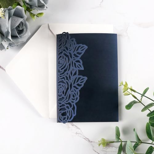 50pcs 250GSM Tri-Fold Wedding Invitations with Envelopes and RSVP Cards - Image 2