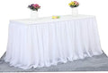 Suppromo 14ft White Tulle Table Skirt Tutu Table Skirt Tablecloth Decorations for Rectangle or Round Tables for Birthday Party Baby Shower Wedding Buffet Banquet Decoration(L14(ft)*H 30in) by Suppromo