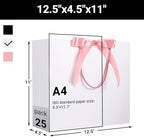 EUSOAR White Gift Bags, 25pcs 12.5"x4.5"x11" Shopping Paper Bags with Handle, Party Favor Kraft Paper Bags Thank You Gift Treat Bags Bulk for Wedding Baby Shower Birthday Guests Bridal - Image 2