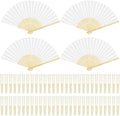Aodaer 60 Pieces Paper Folding Fans Bamboo Handheld Fans Paper Folded Fans for Wedding Gift, Party Favors, DIY, Home Decoration, White by Aodaer
