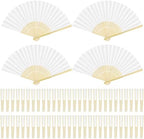 Aodaer 60 Pieces Paper Folding Fans Bamboo Handheld Fans Paper Folded Fans for Wedding Gift, Party Favors, DIY, Home Decoration, White by Aodaer