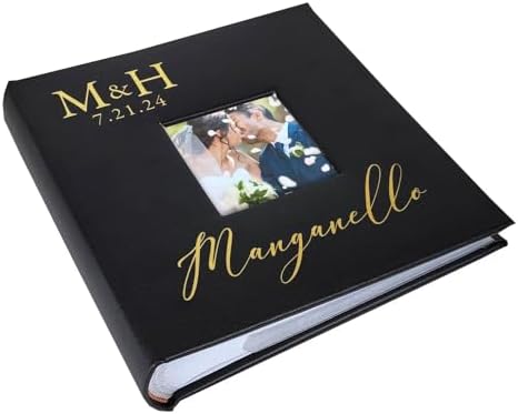 Personalized Monogram Wedding Photo Album Small Leatherette 4x6 Holds 100 Photos Last Name Gift by GiftsForYouNow