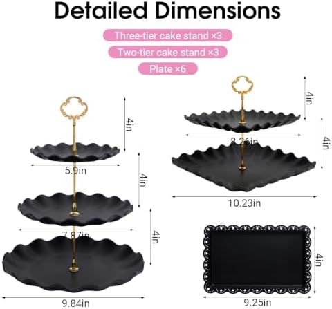 Cupcake Stand Set of 12, 6 Tiered Cupcake Stands & 6 Dessert Trays, Cake Stand Dessert Table Display Set for Baby Shower Wedding Tea Party Birthday Decorations - Image 2