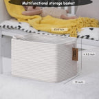 COMFY-HOMI 3PACK Cotton Rope Square Basket with Handles for Shelves| Storage|Baby Basket for GIF|Shoe Basket for Organizing|New13.5" x 11" x 9.5" for Living Room - Image 4