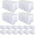Tegeme 16 Pieces White Plastic Table Skirts for Rectangle Tables, 14 ft x 29 in Disposable Ruffle Table Skirting with Adhesive Strip, Bulk Party Supplies for Wedding, Birthday, Baby Shower & Banquet by Tegeme