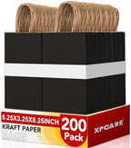 XPCARE Black Paper Bags with Handles, 200Pcs 5.25x3.25x8.25'' Kraft Bags by XPCARE
