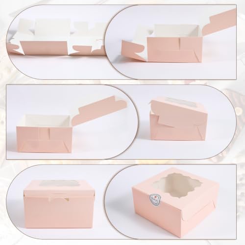 80 Pack Pink 6x6x3 Treat Boxes with Window, for Bakery and Dessert Gifts - Image 3