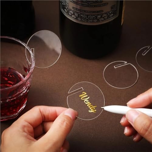 300pcs Acrylic Circle Drink Tags for Glass Rim, Blank Round Party Drink Markers Wedding Decoration - Image 3