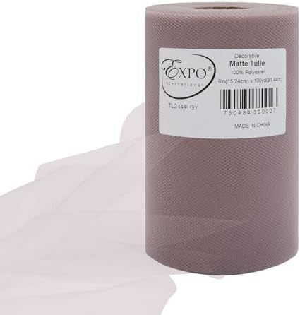 Expo International Decorative Matte Tulle, Roll/Spool of 6” X 100 Yards, Lightweight Polyester Tulle Fabric for Tutus, Costumes, and Party Decorations, Washable, Easy-to-Use, Light Gray - Image 2