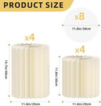 Urban Deco Cylinder Stands for Party, 8PCS Cake Pedestal Stands for Parties, Foldable Cardboard Pillars with Acrylic Disc, Cilindros para Fiestas Redondos Blancos for Birthday Wedding Decor, White - Image 3