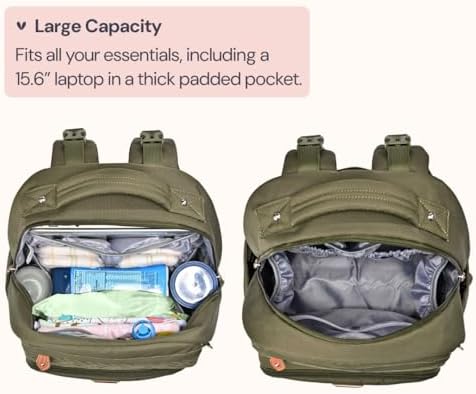 BabbleRoo Diaper Bag Backpack - Travel Large Baby Diaper Bag with Changing pad, Waterproof Baby Bags for Mom & Dad, Unisex Bags with Pacifier Case, Luggage Strap & Stroller Clips– Army Green - Image 4
