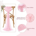 MDS Pack of 200 Chiffon Chair Sashes for Wedding & Event Décor - Blush Pink - Image 3
