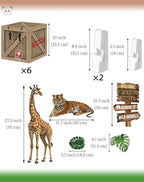 Jungle Safari Party Decorations – 10 Inch Jungle Theme Favor Boxes with Wild Animal Cardboard Cutouts for Birthday Party, Trunk or Treat Car Decor - Image 2