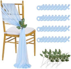 QueenDream Light Blue Sashes Chair Aisle Decorations: 36 Pack Baby Shower Chair Cover 8FT Long Tulle Draping Fabric Wedding Reception Church by QueenDream