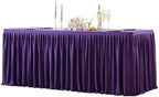 Wish Care Dark Purple Polyester Table Clothes for 8 Foot Rectangle Tables, Wrinkle Free Fitted Table Cover with Pleated Ruffle Table Skirt for Birthday Party Wedding Trade Show Event Display by WishCare