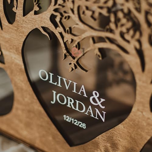2B1WEDDING Wooden Personalized Wedding Card Box - Customizable Rustic Wedding Box for Cards and Money Elegant with Tree Design - Card Holder for Bridal Shower, Birthday Gift - Image 4