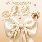 Big Beige Bow Decor, Christmas Tree Topper Bow, Oversized Hanging Bow with Long Streamers, Large Bow for Entrance Wall Backdrop Wedding Birthday Bridal Shower Home Decor Coquette Room Decor, 16 x 85in - Image 2