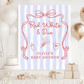 Red White and Due Baby Shower Banner, Patriotic 4th of July Welcome Sign, USA American Theme Summer BBQ Party Backdrop, Custom Red White Blue Boys Girls Baby Shower Decorations, Tapestry Décor by Unknown