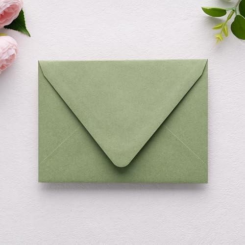 PONATIA A7 Euro Flap Gold Foil Liner Envelopes, Sage Green5x7 Envelopes - Image 2