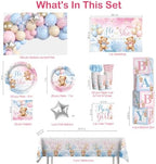 cocomigo 232pcs Bear Gender Reveal Decorations Complete Party Set 20 Guests - Image 2