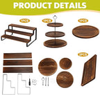 Teenyyou 5 Pcs Wood Dessert Table Display Set Cupcake Stand, Dark Color - Image 3