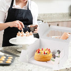JCD 16 Packs Bento Cake and Cupcake Clear Lid with 2 Cupcake Holes - Cake and Cupcakes Boxes - Pastry Sweets Bento Box with Cupcake Insert for Family Birthday Party Mother's day(1+2/16Pcs) - Image 3