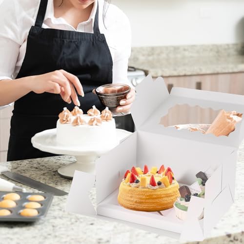 JCD 16 Packs Bento Cake and Cupcake Clear Lid with 2 Cupcake Holes - Cake and Cupcakes Boxes - Pastry Sweets Bento Box with Cupcake Insert for Family Birthday Party Mother's day(1+2/16Pcs) - Image 3