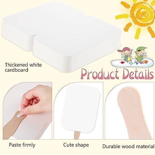 TaoBary 125 Pieces DIY Paper Church Fans Handle Wooden Sticks for Wedding - Image 3