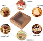 50 pcs 8x8x2.5 Inches Bakery Boxes with Window, Cake Pastry Cookie Mini Pie Box for Pastry,Dessert,Strawberries,Chocolates (Brown) - Image 2