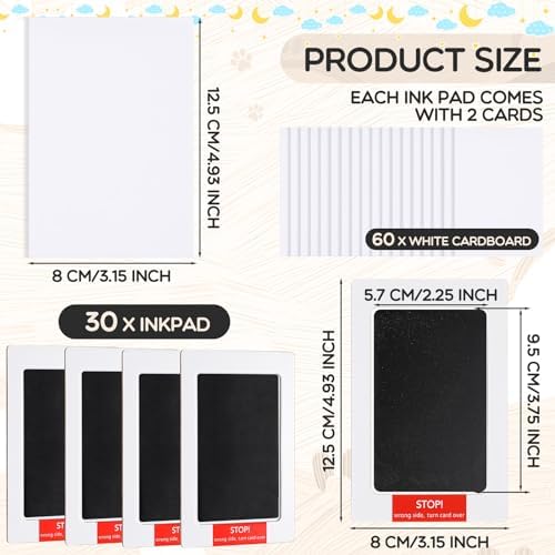Jetec 30 Set Inkless Hand Footprint Paw Print Kit Ink Pad, Black - Image 2