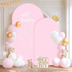 Pink Arch Backdrop Cover 2 Set - 7.2FT, 6FT Spandex Fitted Wedding Arch Stand Covers Round Top Chiara Arch Backdrop Stands Cover for Birthday Parties Banquet Photo Background Decoration - Image 6