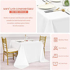 Showgeous 85x85 Inch White Square Tablecloths, Polyester Table Covers - Image 4