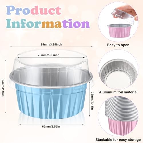 200 Pack Aluminum Cupcake Liners with Lids,Macaron,Plain - Image 4